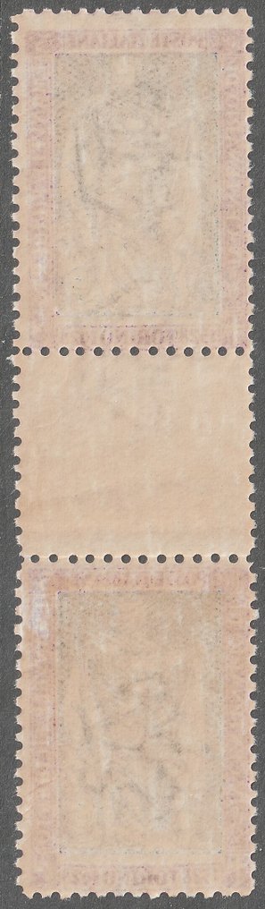 Ιταλία Βασίλειο 1928 - Εμ. Φιλιμπέρτο 5 λ. βιολετί και πράσινο κάθετη ζεύξη με διάκενο Sass 229 MNH** σπάνιο και #1.0