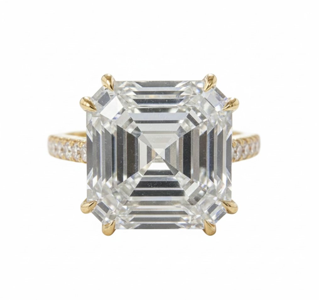 Sormus - 14 kt. Keltakulta -  5.00ct. tw. Timantti (Laboratoriossa kasvatettu) - Timantti #1.0