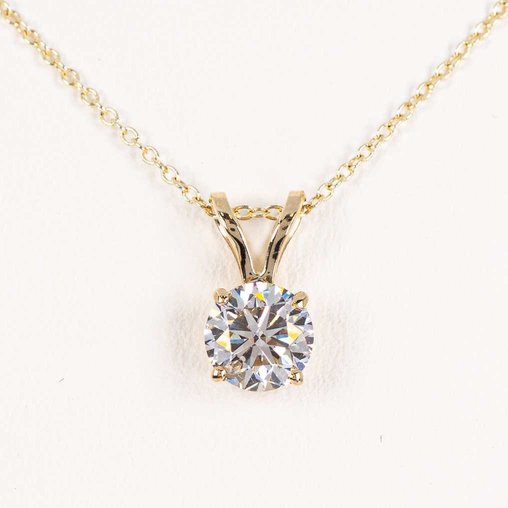 χωρίς τιμή ασφαλείας - Κολιέ με μενταγιόν - 14 καράτια Κίτρινο χρυσό -  0.92ct. tw. Διαμάντι (Φυσικό) - ΙΓΙ #1.0