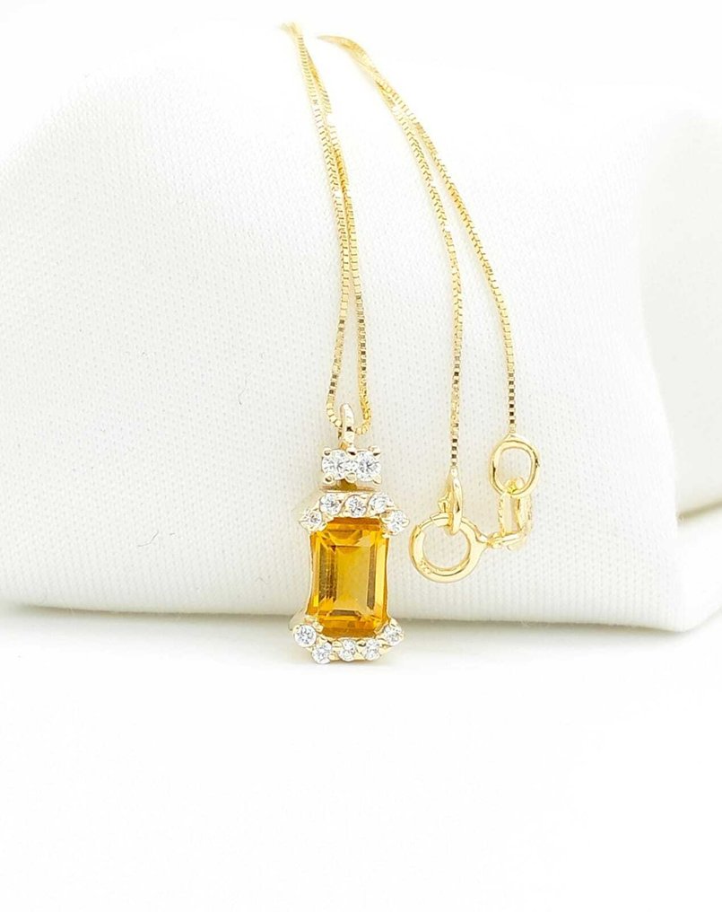 Fără preț de rezervă - Colier - 14 ct. Aur galben Safir - Diamant #3.2