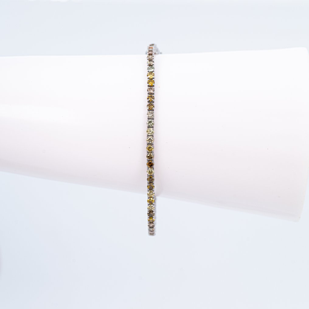 沒有保留價 - 手鈪 - 14 克拉 白金 -  4.07ct. tw. 鉆石 (天然彩色) - IGI #4.3