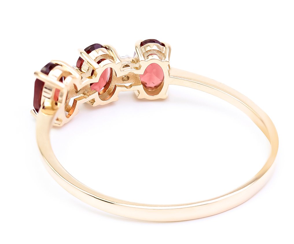 Sans prix de réserve - Bague - 14 carats Or jaune Grenat - Diamant - US-7 #4.3