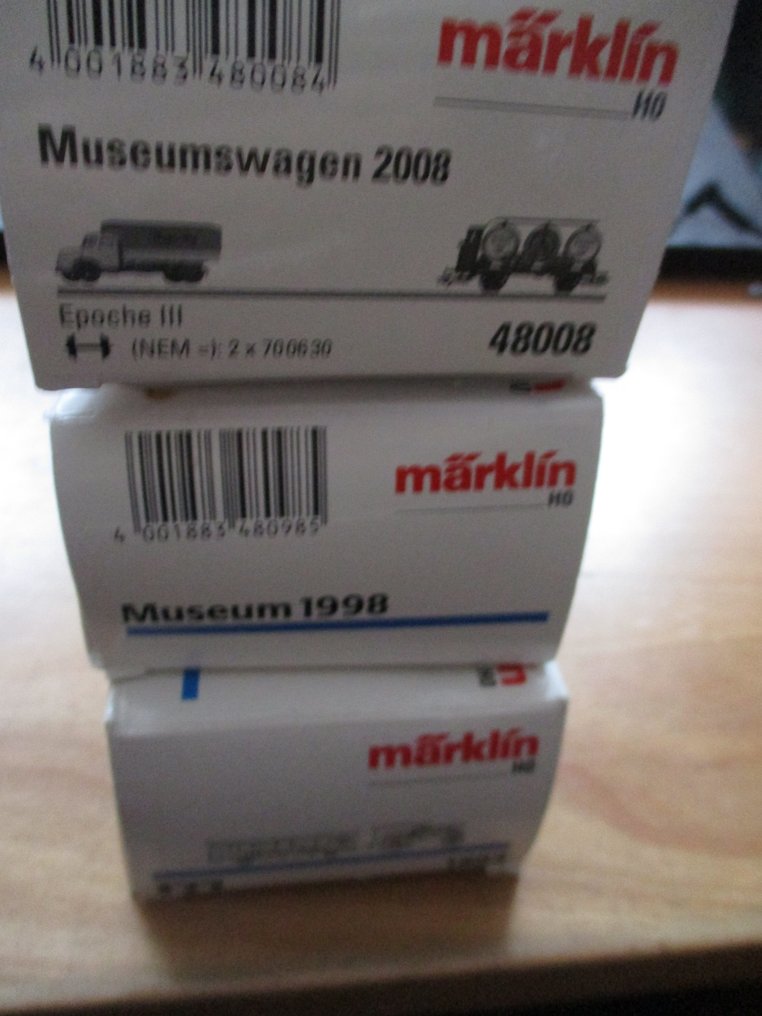 Märklin H0 - Model wagonu kolejowego (3) - Trzy muzealne wagony Märklin w oryginalnym opakowaniu. #1.0