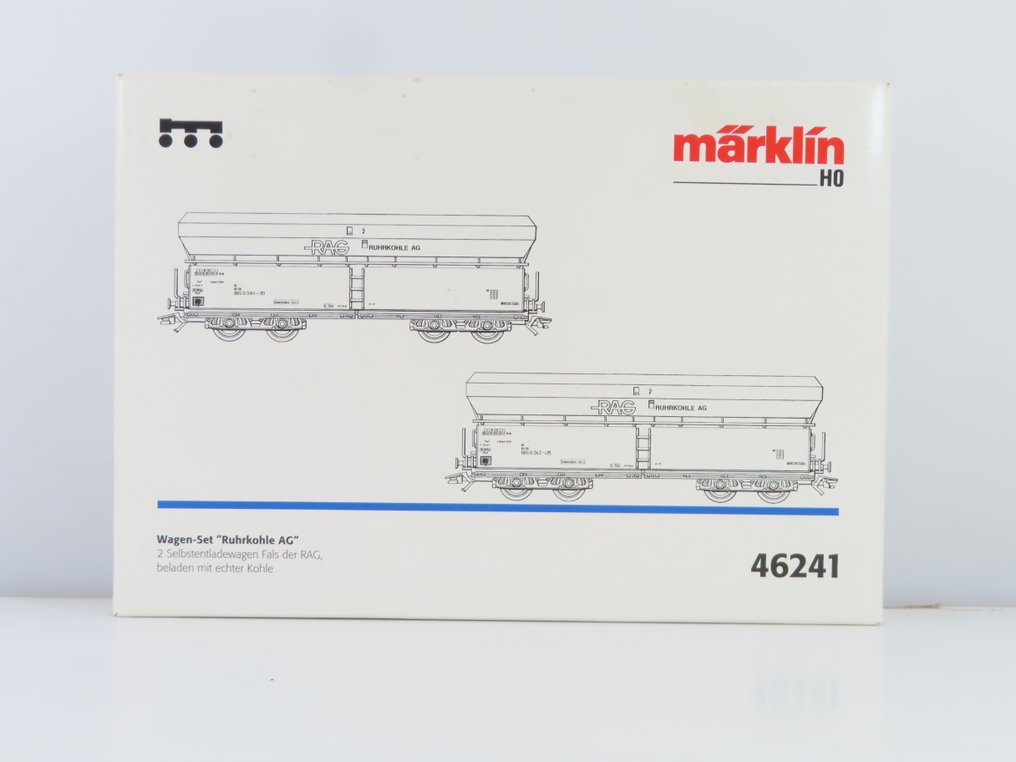 Märklin H0 - 46241 - Modeltog godsvogn sæt (1) - 2-delte godsvognsæt med 4-akslede under/selvløsere. - DB #3.2