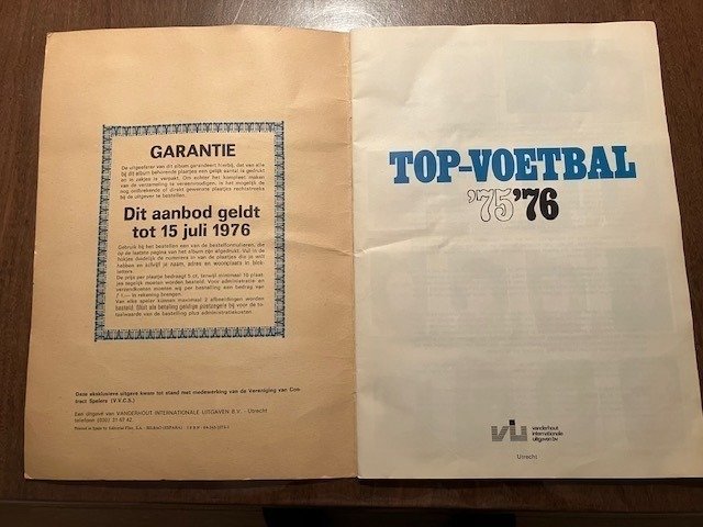 Vanderhout Top-Voetbal 75/76 Ολοκληρωμένο άλμπουμ - Good (GD) #1.0