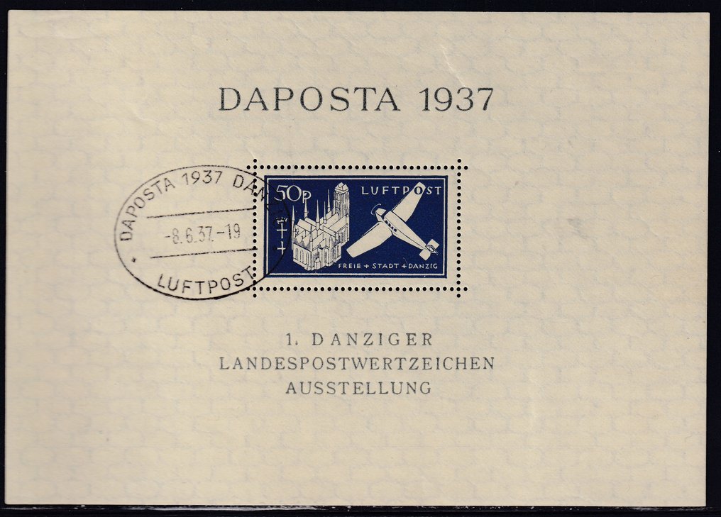 Gdańsk 1937 - Wydanie bloków z specjalnymi stemplowaniami. - Michel:1/3 #2.1