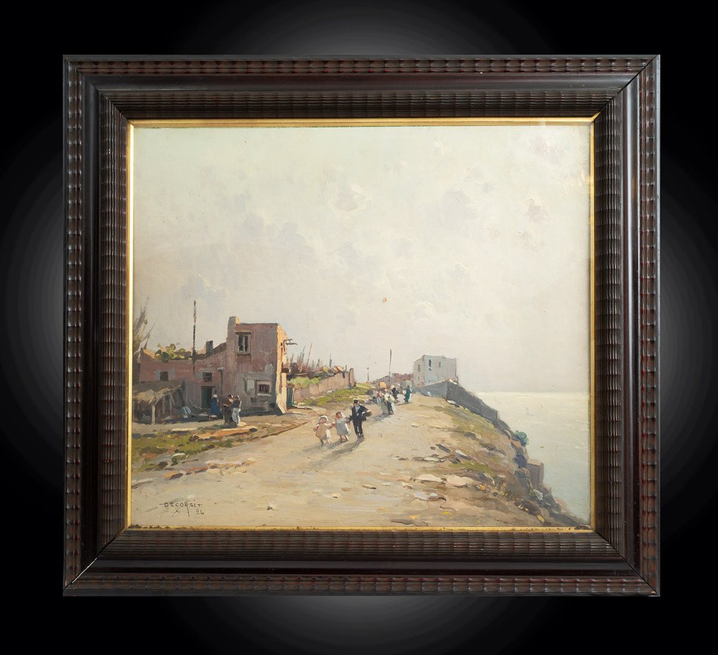 de corsi - Dipinto antico olio su tela con cornice coeva firmato"Nicolas De Corsi 1882-1956" #4.3