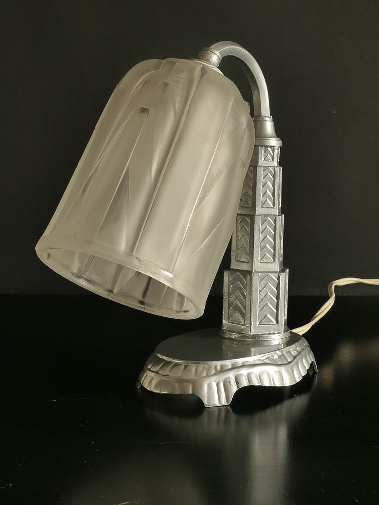 Muller Frères Luneville - Table lamp - Building - Régule and frosted glass - Art Deco #3.2