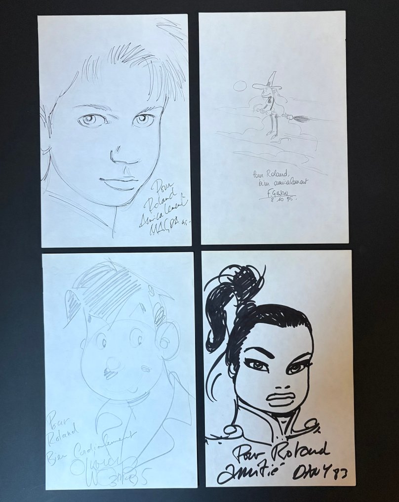 Dany / Olivier Wozniak / Magda / Gilson - 4 dessins originaux dédicacés #1.0