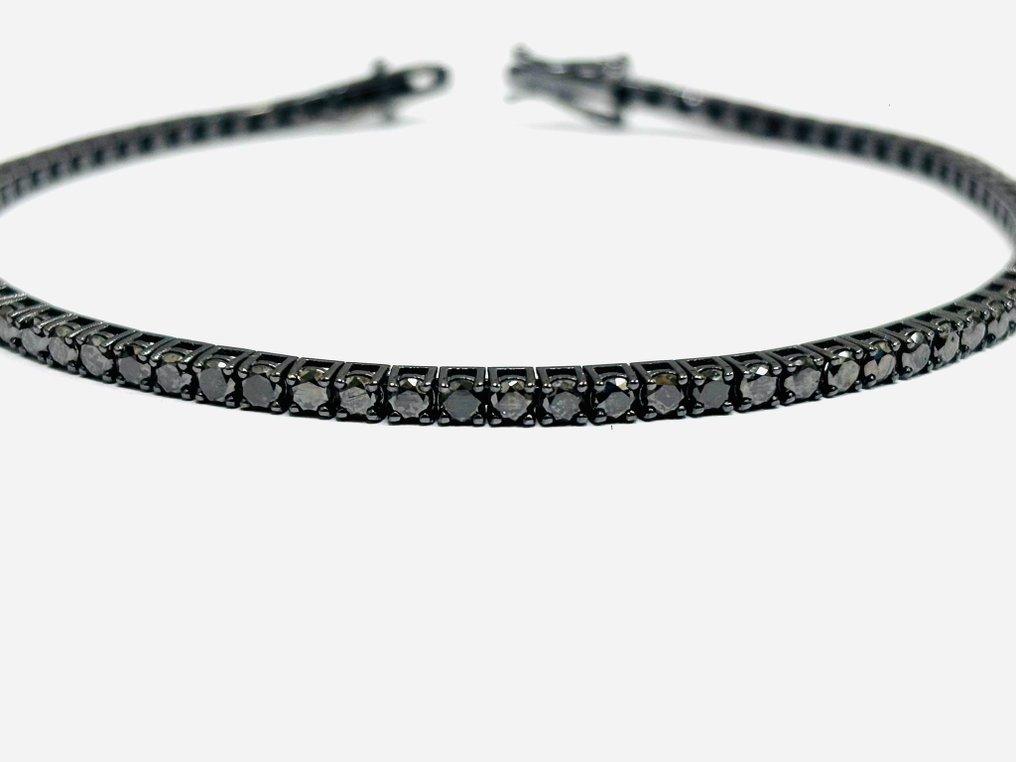 网球手链 - 18K包金 白金 -  8.50ct. tw. 钻石 (经彩色处理)  - 意大利制造 #2.1