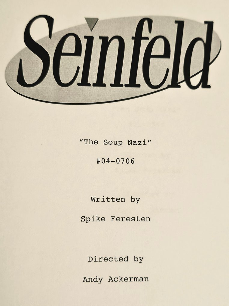 Seinfeld "The Soup Nazy" S7.E6 - Jerry Seinfeld, Jason Alexander, Michael Richards, Julia Louis-Dreyfus - West-Shapiro, Castle Rock Entertainment #1.0
