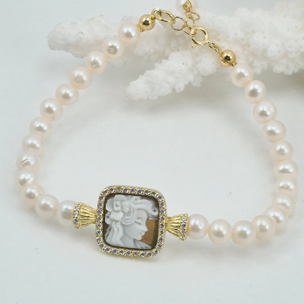 Hopea, Kultasilattu - Rannekoru - Helmi ja kaiverrus kaiverrettu #1.0