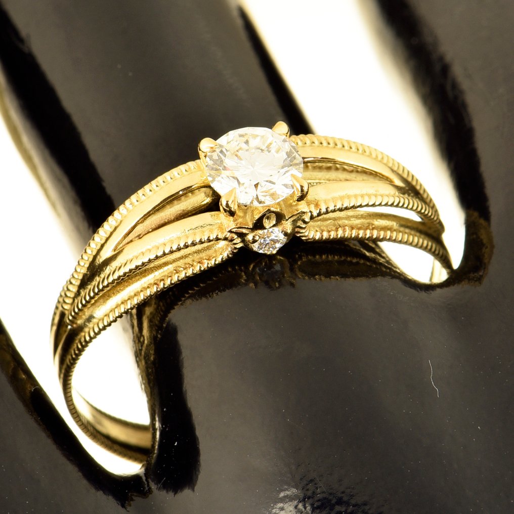 Bague - 14 carats Or jaune Diamant (Naturelle)  #1.0