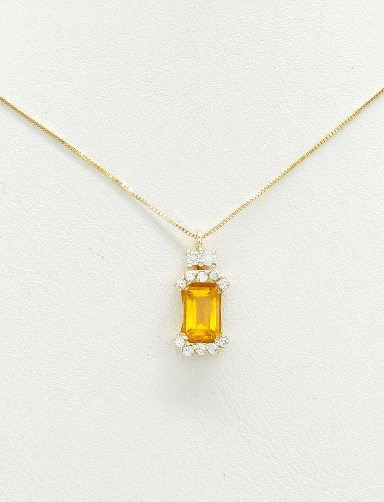 Fără preț de rezervă - Colier - 14 ct. Aur galben Safir - Diamant #1.0