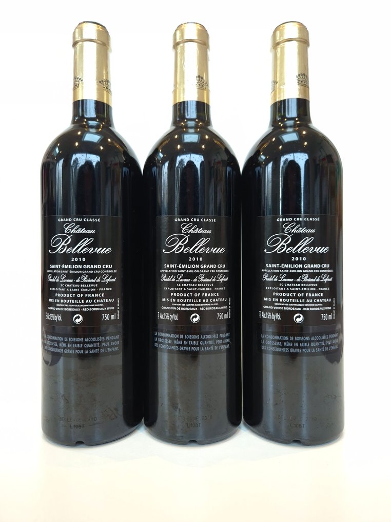 2010 Château Bellevue - 波爾多, 聖埃美隆 Grand Cru Classé - 3 瓶 (0.75L) #1.0