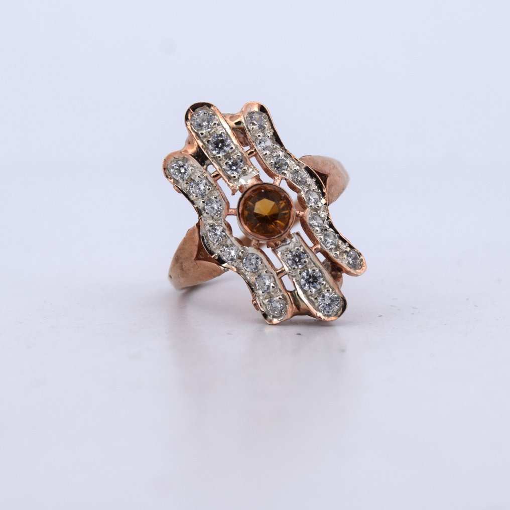 沒有保留價 - 臂環 - 9 節 玫瑰金 -  1.00ct. tw. 黃水晶 - 鉆石 #2.1