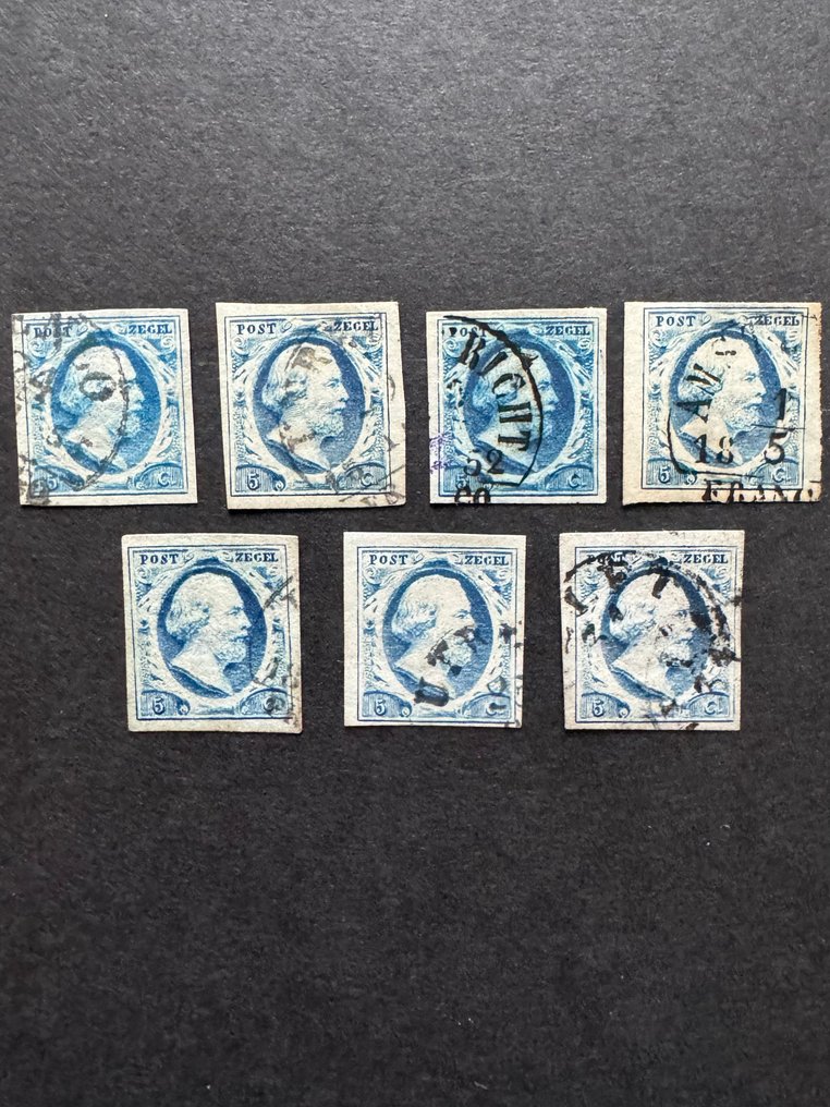 Netherlands 1852 - King Willem III, 5 cent Plate I - NVPH 1a, 1b, 1c #1.0