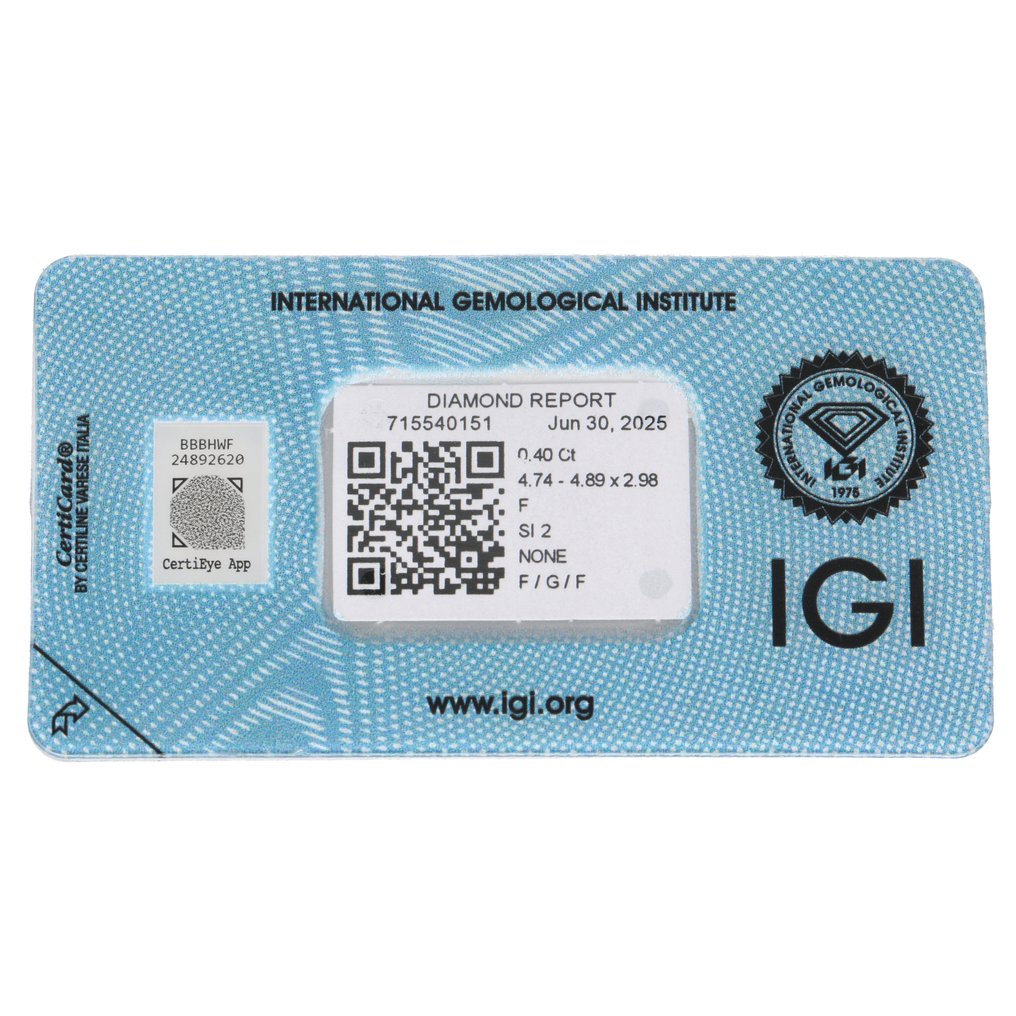 没有保留价 - 1 pcs 钻石  (天然)  - 0.40 ct - 圆形 - F - SI2 微内含二级 - 国际宝石研究院（IGI） #2.1