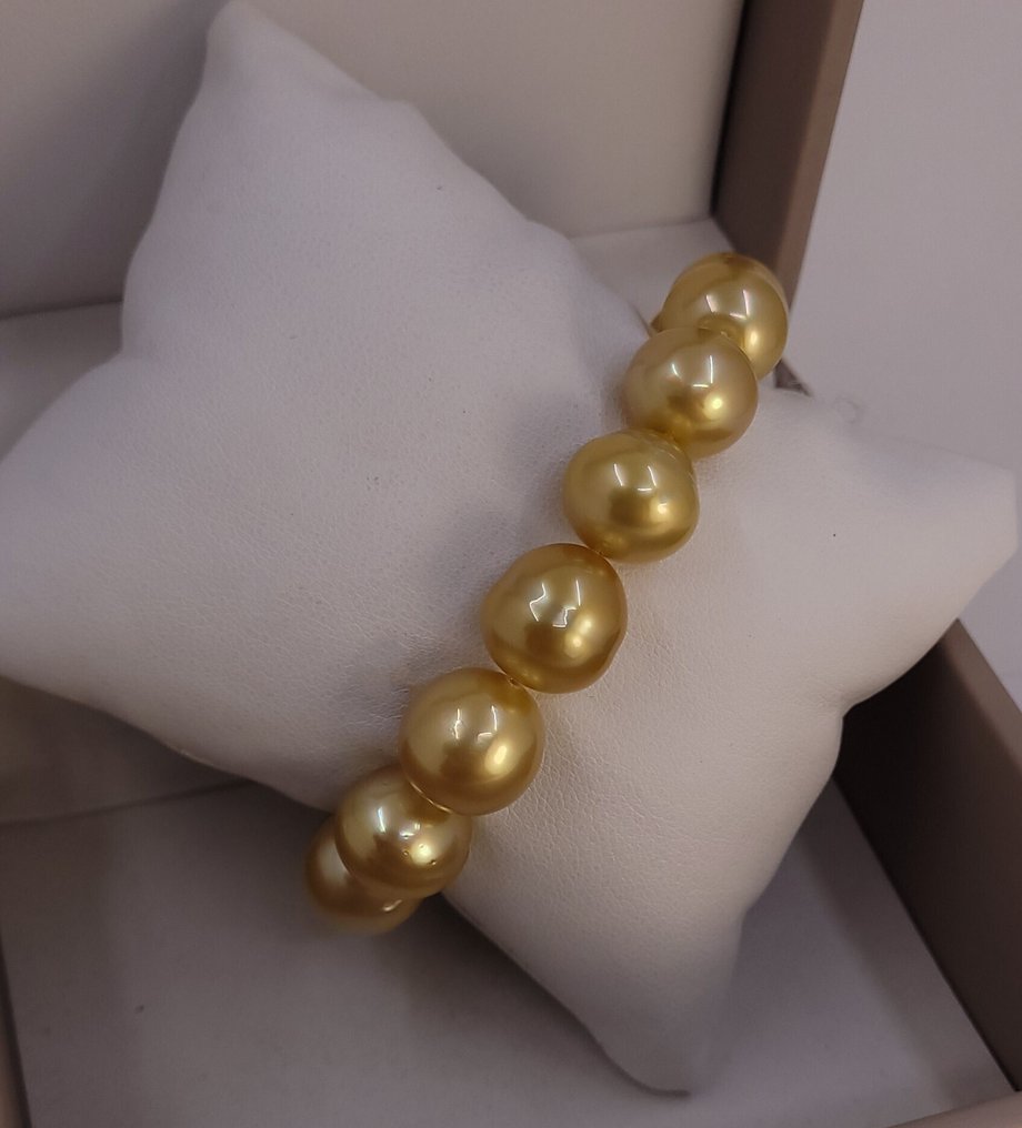 Bracciale Dimensione enorme - Perle South Sea Deep Golden - 12x13mm #1.0