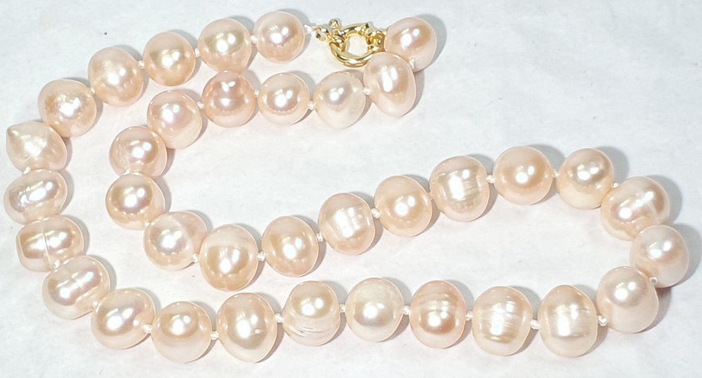 天然桃珠珍珠 - 非常特别 - 圣者的光荣国度 - 925纯银镀金 - 頸鏈 #2.1