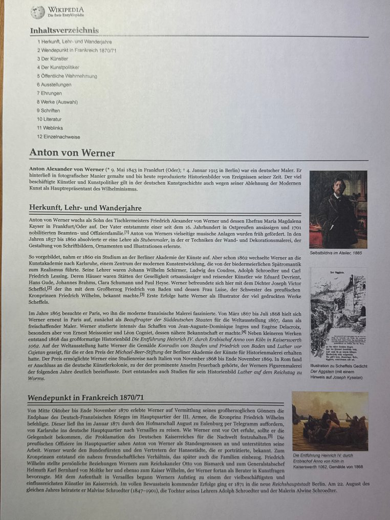 Anton von Werner (1843-1915) deutscher Maler (u.a. Kaiserproklamation!) - Eigenhändiges Albumblatt mit Spruch - 1893 #3.2