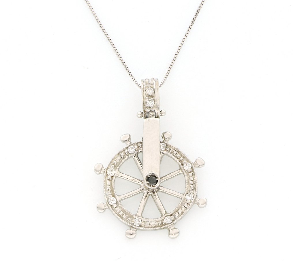 Sem preço de reserva - Colar com pingente - 18 K Ouro branco -  0.11ct. tw. Diamante (Natural)  - Diamante #1.0