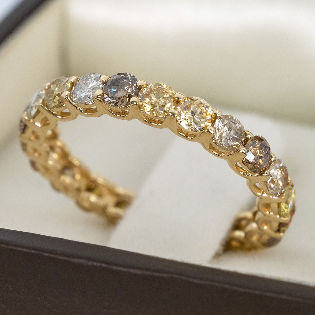 χωρίς τιμή ασφαλείας - Δαχτυλίδι - 14 καράτια Κίτρινο χρυσό -  2.06ct. tw. Διαμάντι (Φυσικού χρώματος) - ΙΓΙ #3.2