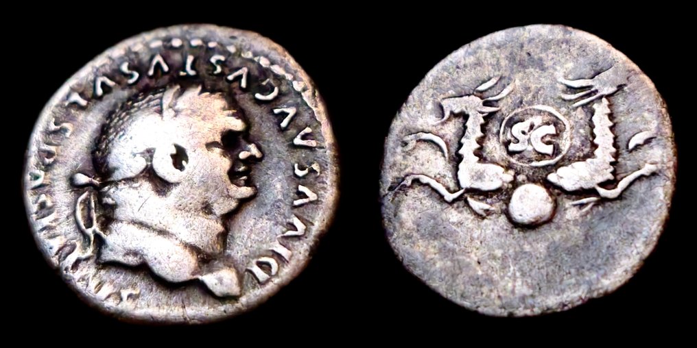 Roman Empire. Vespasian (AD 69-79). Denarius Posthumous issue struck under Titus - Capricorns  (Sans prix de réserve) #2.1
