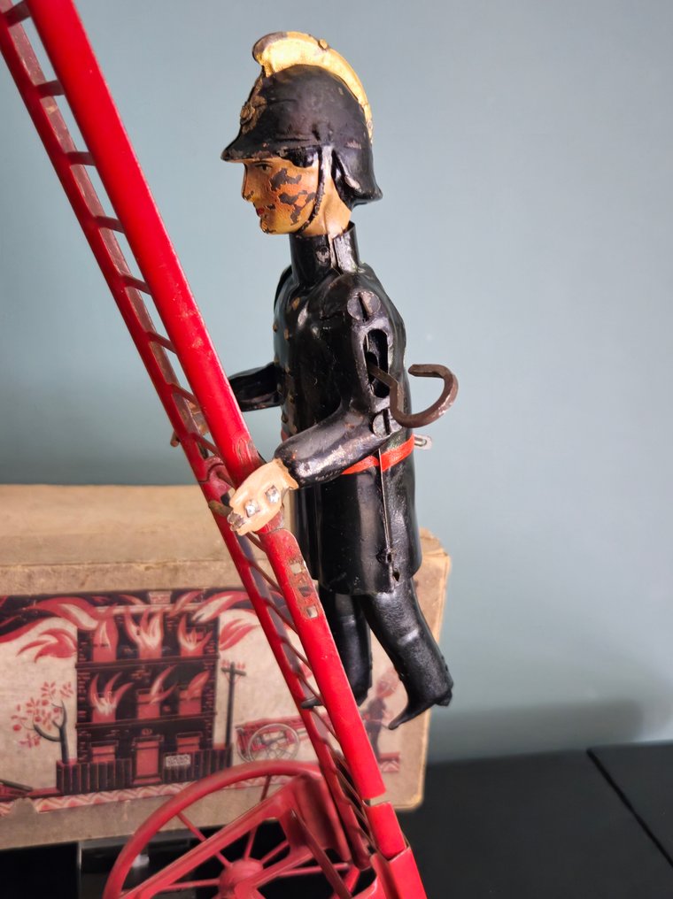 George Adam Mangold/ Gama - Carro de lata - Firemen with Cart and ladder - 1920-1930 - Alemanha #3.2