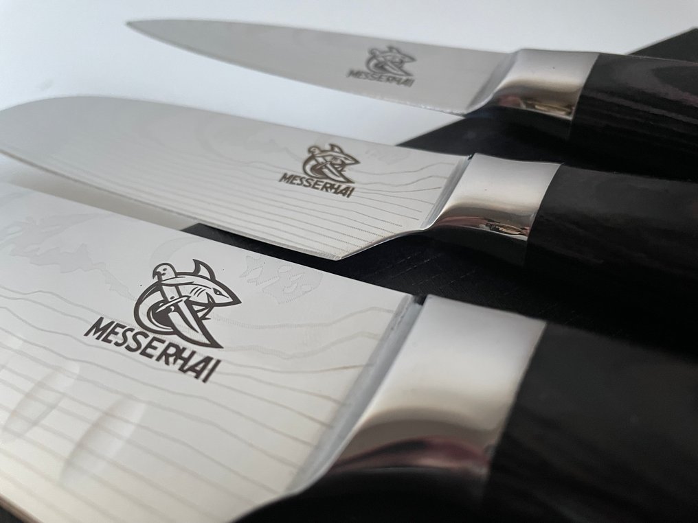 Messerhai-Sakura - 廚刀 -  专业的三件套厨师刀具套装 - 碳钢，木 - 日本 #2.1