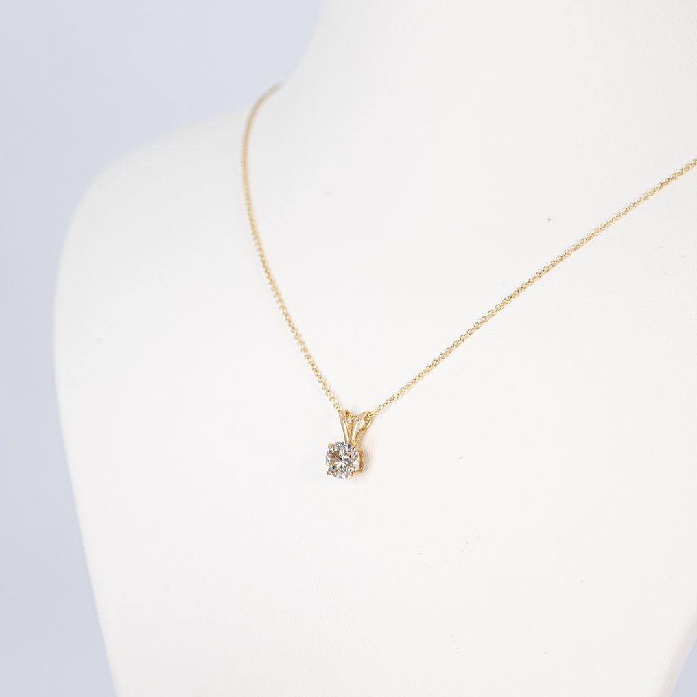 Sem preço de reserva - Colar com pingente - 14 K Ouro amarelo -  0.83ct. tw. Diamante (Colorido natural) - IGI #3.2