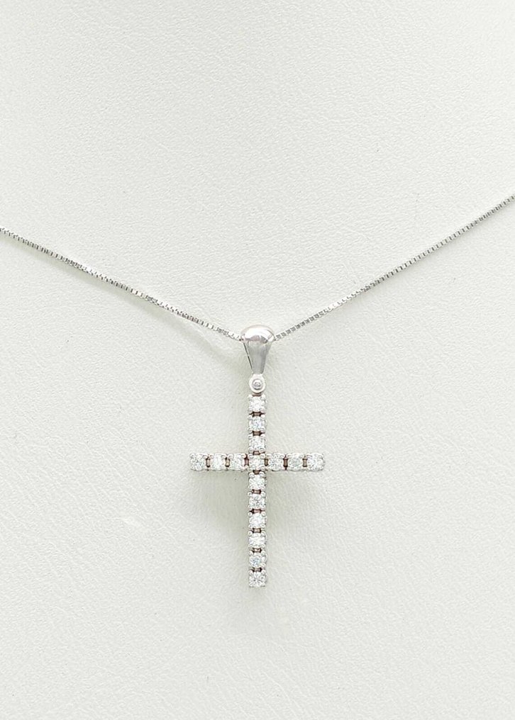 Sans prix de réserve - Collier avec pendentif - 14 carats Or blanc - Diamant #2.1