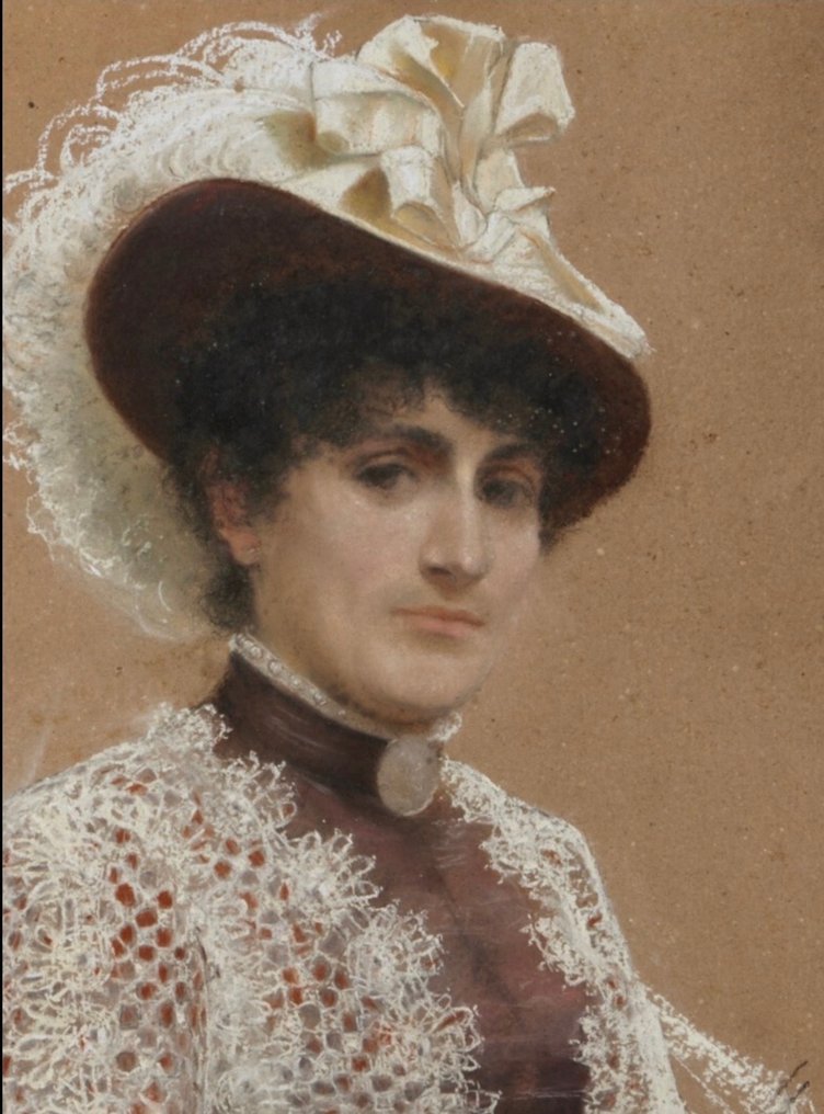 Ugo Brunetti (XIX) - Ritratto di nobildonna (datato 1886) #4.3