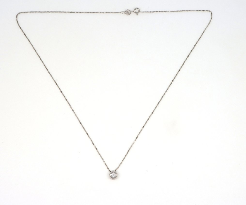 没有保留价 - 吊坠项链 - 18K包金 白金 -  0.10ct. tw. 钻石 (天然)  #4.3