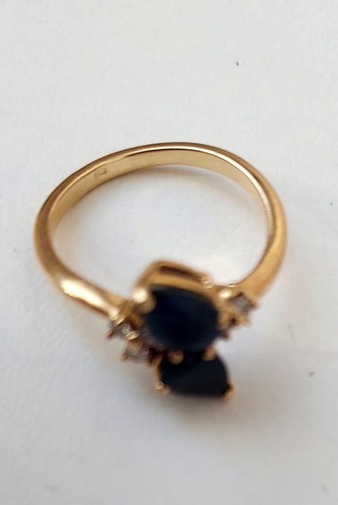 Bague de cocktail - 18 carats Or jaune - 0.92ct. tw. - Diamant - Toi et moi ring #1.0