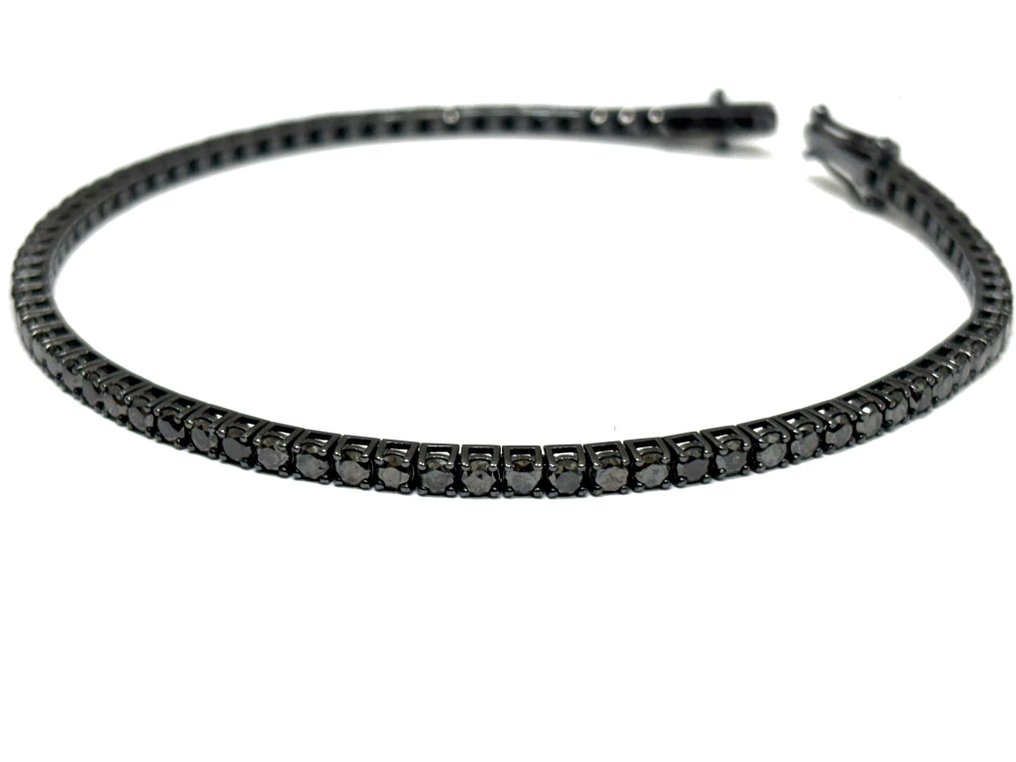 网球手链 - 18K包金 白金 -  8.50ct. tw. 钻石 (经彩色处理)  - 意大利制造 #4.3