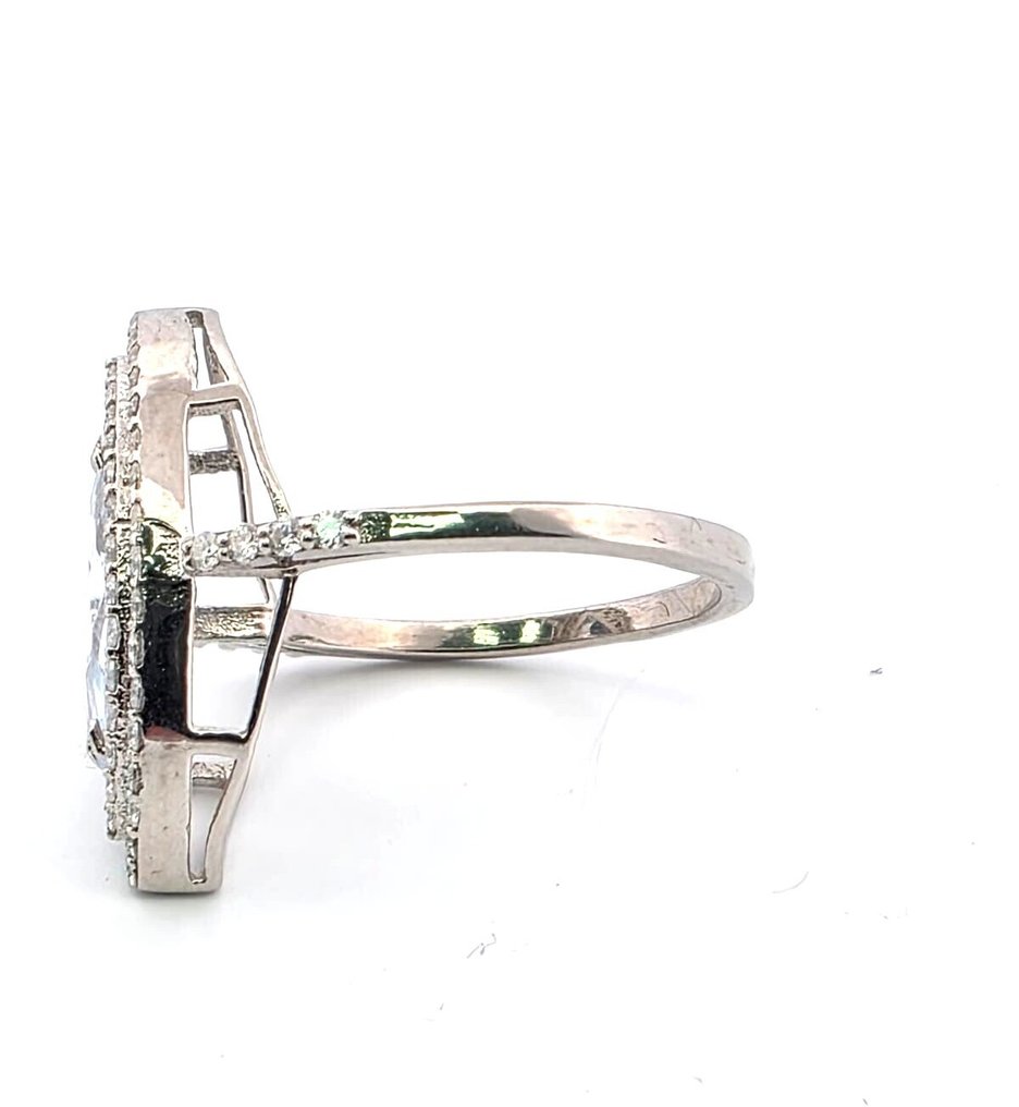 沒有保留價 - 戒指 - 18 克拉 白金 海藍寶石 - 鉆石 #4.3