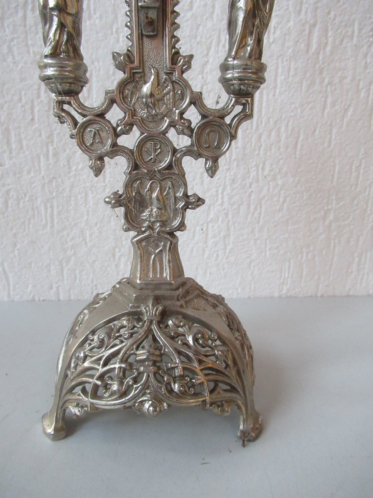 Crucifix - Spelter - First half of the 20th century - 44 cm #4.3