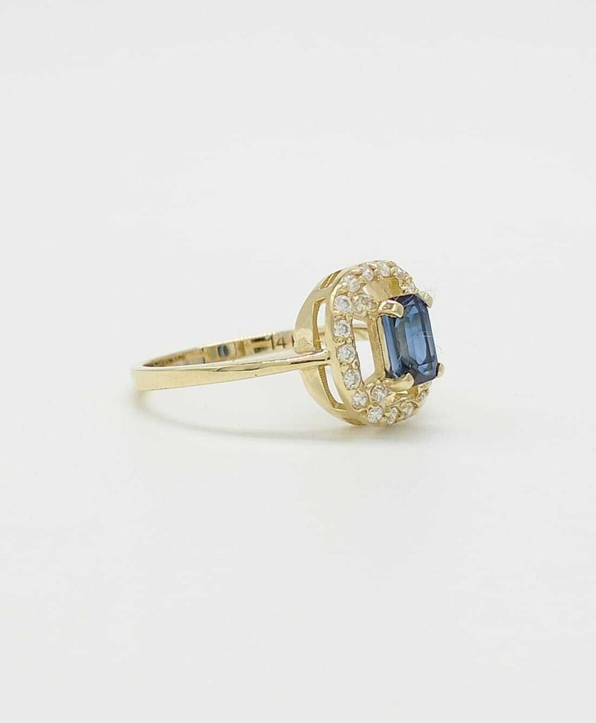 Ingen reservasjonspris - Ring - 14 karat Gull Safir - Diamant #4.3