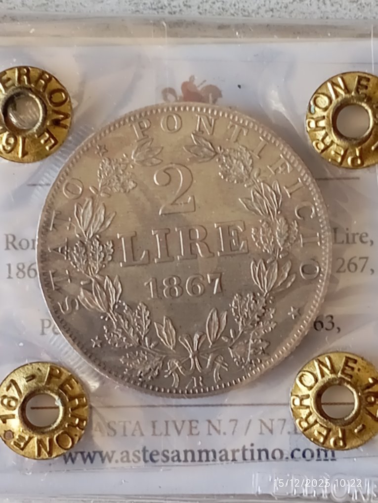 意大利 - 教皇国 Pio IX. 2 Lire 1867 #1.0
