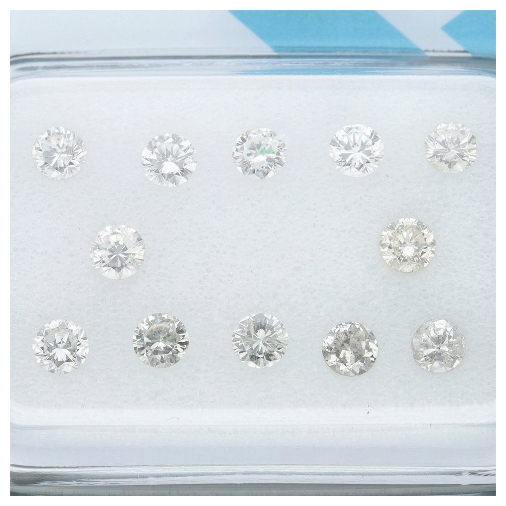没有保留价 - 12 pcs 钻石 (天然) - 0.78 ct - 圆形 - K - I1 内含一级 - 国际宝石研究院(IGI) #1.0
