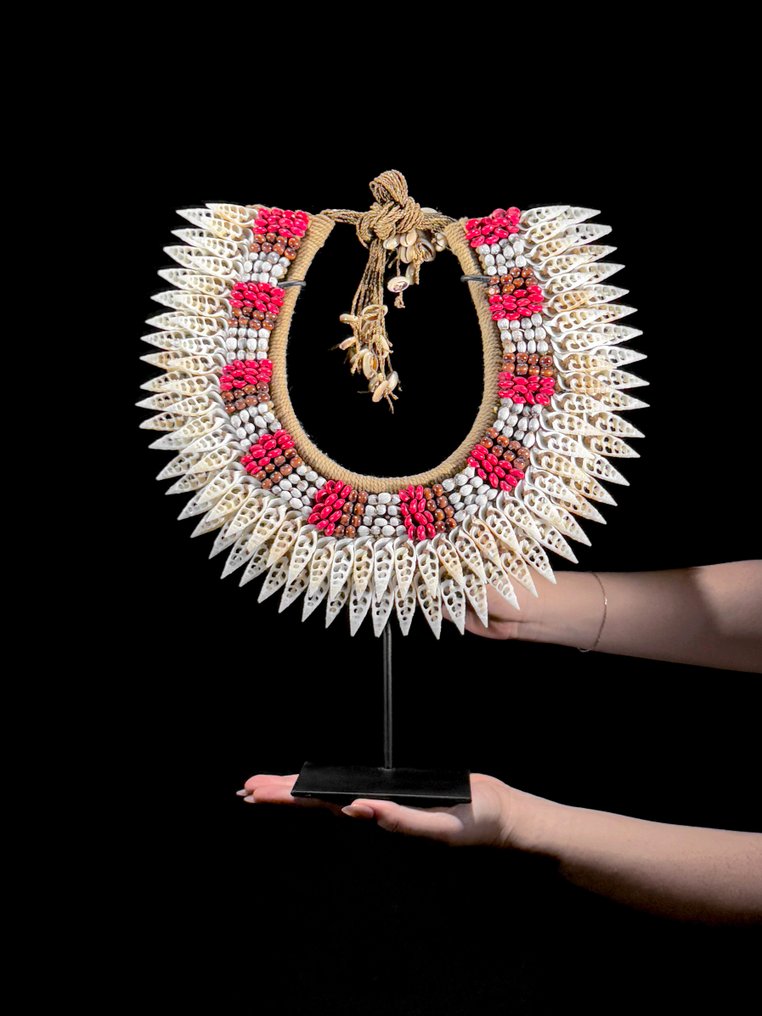 Διακοσμητικό στολίδι - NO RESERVE PRICE - SN4 - Decorative Shell Necklace on a custom stand - Παπούα Νέα Γουινέα #1.0
