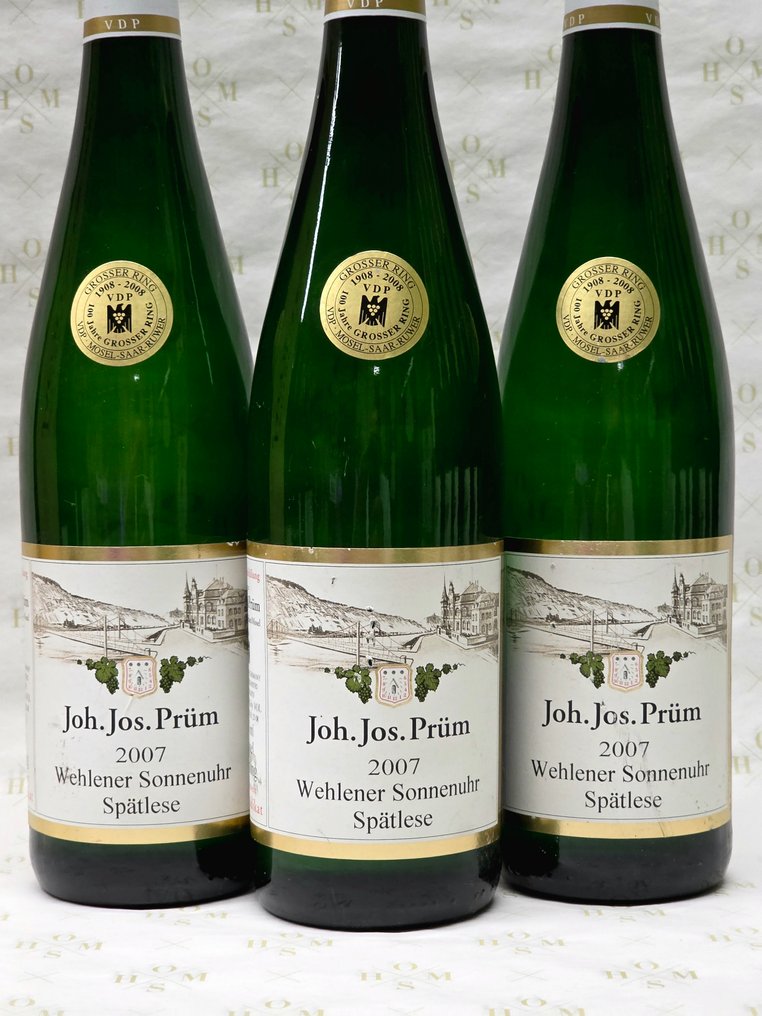 2007 Joh. Jos. Prüm, VDP Auctioned in 2008, Wehlener Sonnenuhr - Mosel Spätlese - 3 Bottles (0.75L) #1.0