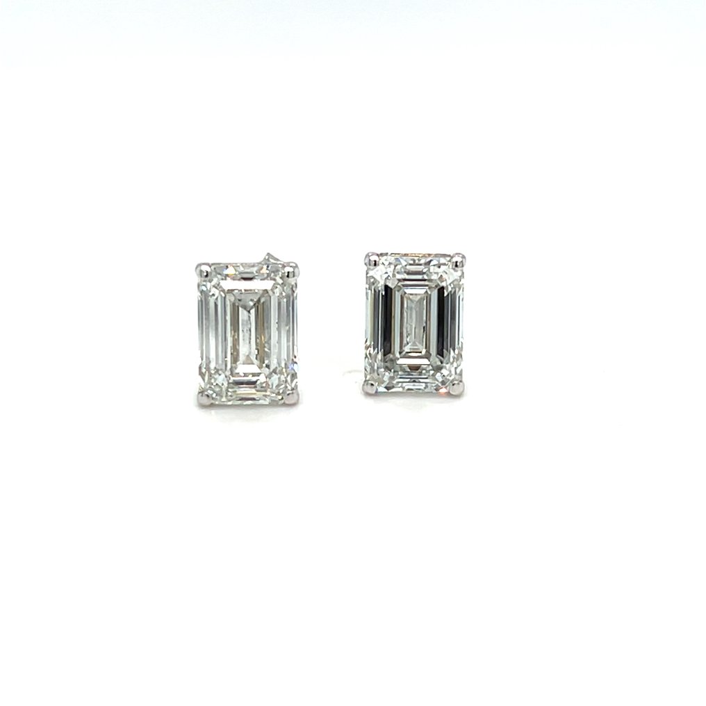 耳環 - 18 克拉 白金 -  6.20ct. tw. 鉆石 (實驗室培育) #2.1