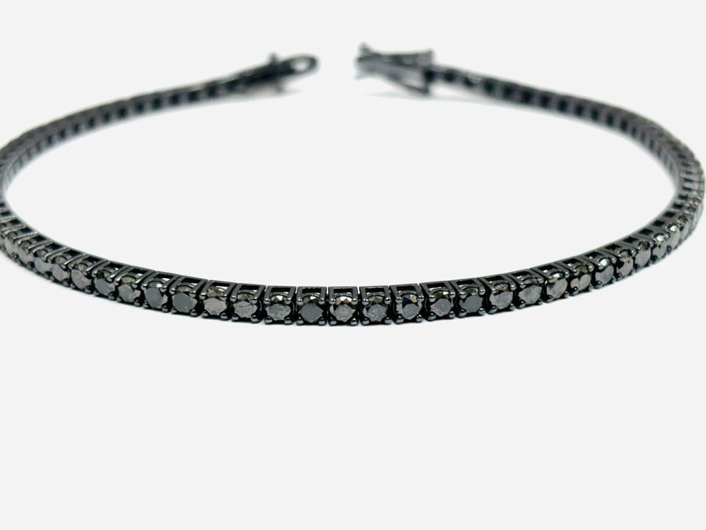 网球手链 - 18K包金 白金 -  8.50ct. tw. 钻石 (经彩色处理)  - 意大利制造 #1.0