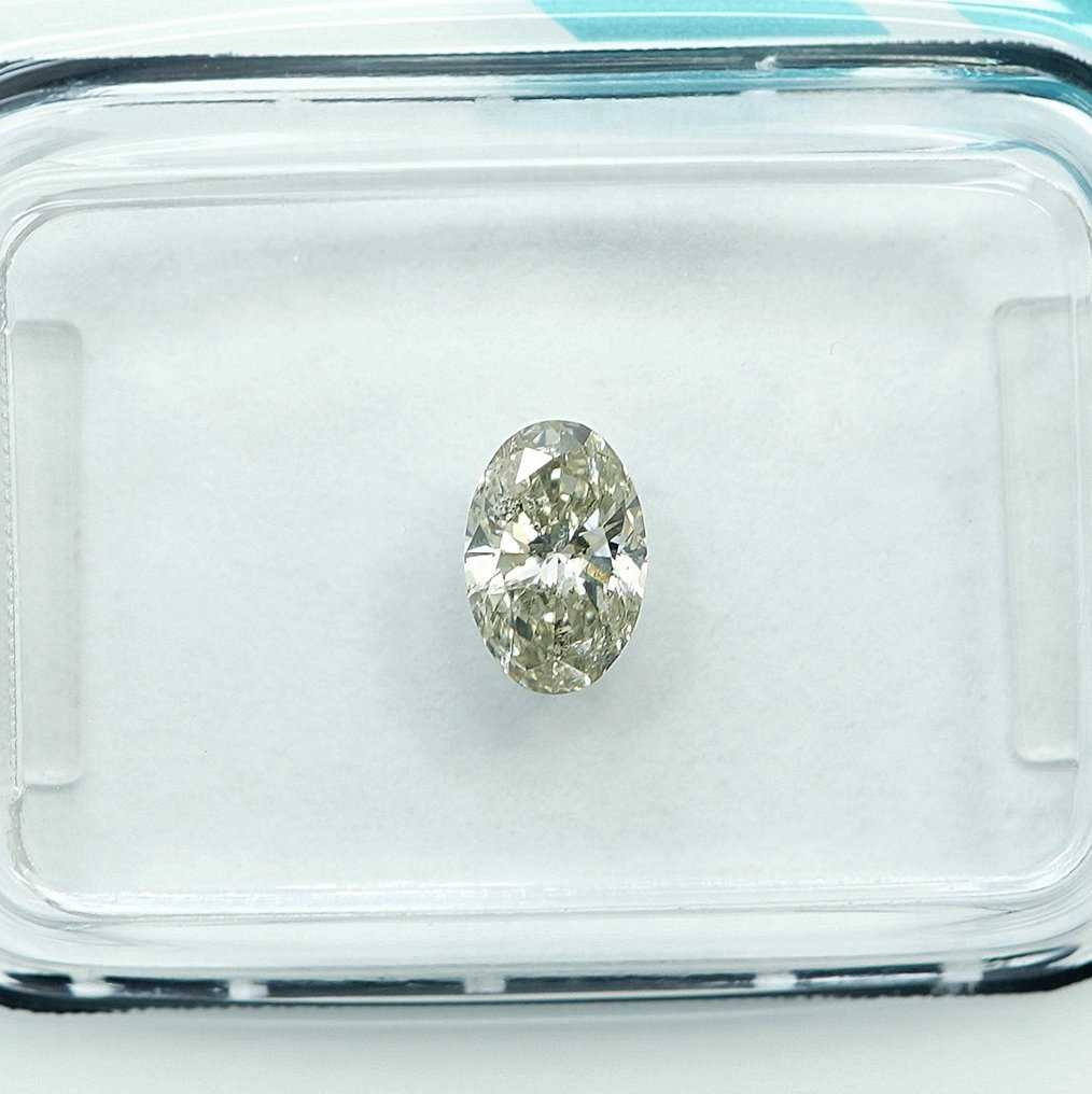 没有保留价 - 1 pcs 钻石  (天然色彩的)  - 0.41 ct - 椭圆形 - Very light 稍帶灰色的 黄色 - I2 内含二级 - 国际宝石研究院（IGI） #1.0