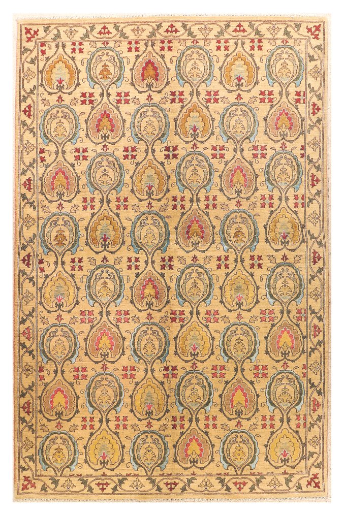 Afghan, Ziegler Kazak, Håndknyttet Suzani unikt designertepppe av høy kvalitet i naturlig ull. - Teppe - 300 cm - 200 cm - Håndlaget tradisjonelt teppe #1.0