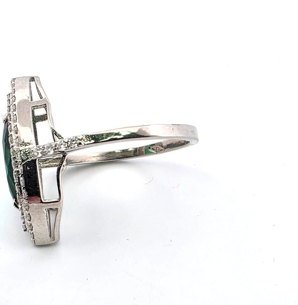 Ingen reservasjonspris - Ring - 18 karat Hvitt gull Smaragd - Diamant #2.1