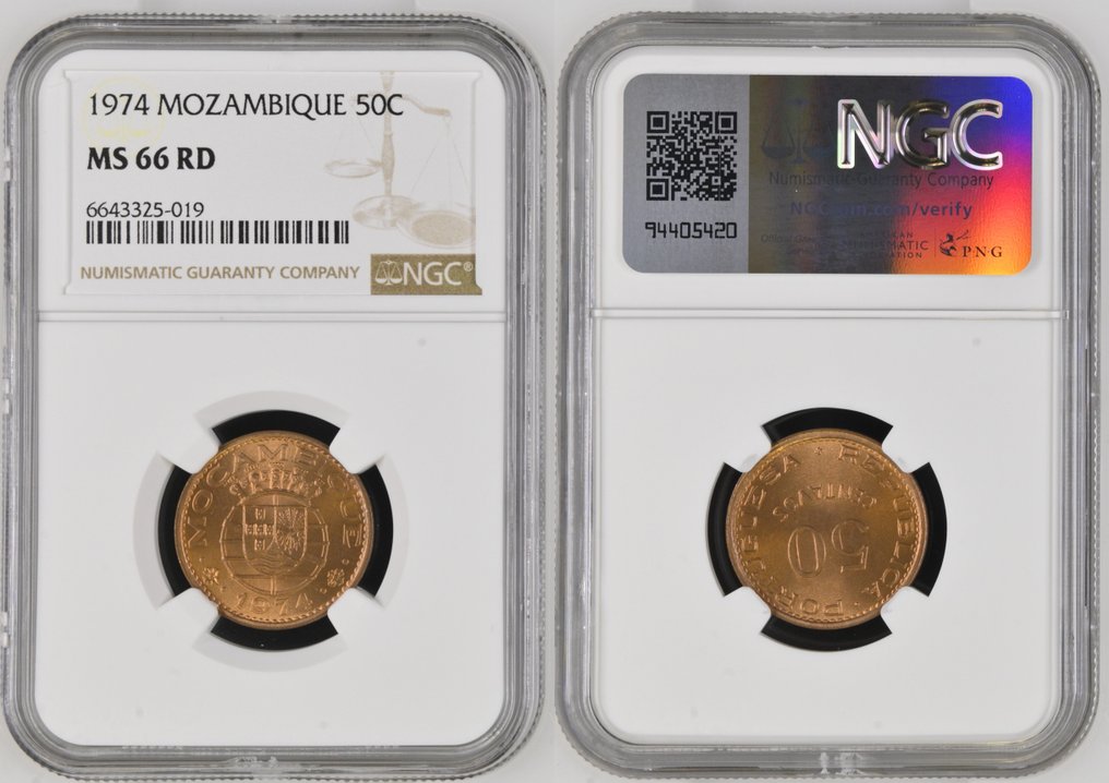 葡萄牙莫桑比克. Republic. 50 centavos 1974. NGC MS 66 RD  (没有保留价) #1.0
