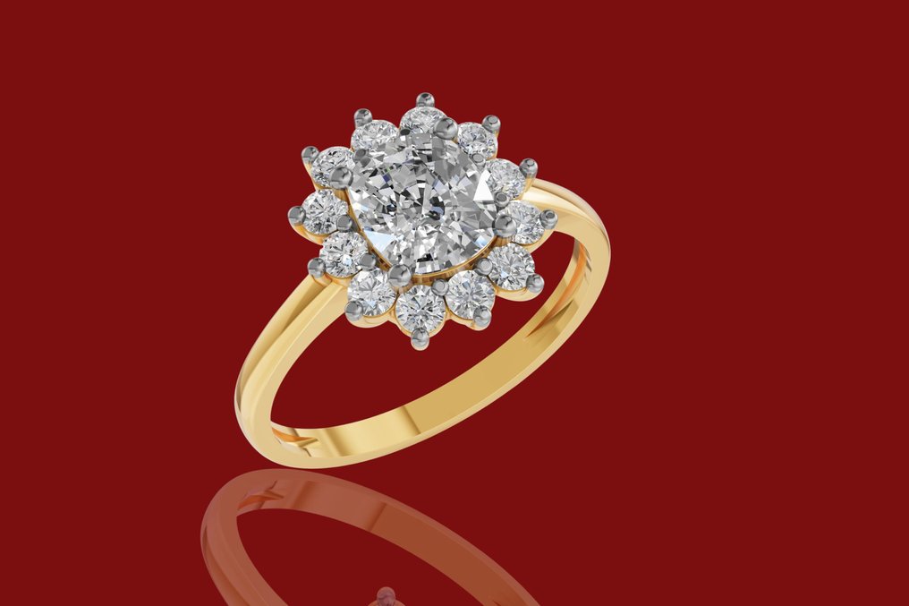 Bague - 14 carats Or jaune -  2.75ct. tw. Diamant (Cultivé en laboratoire) - Diamant #4.3